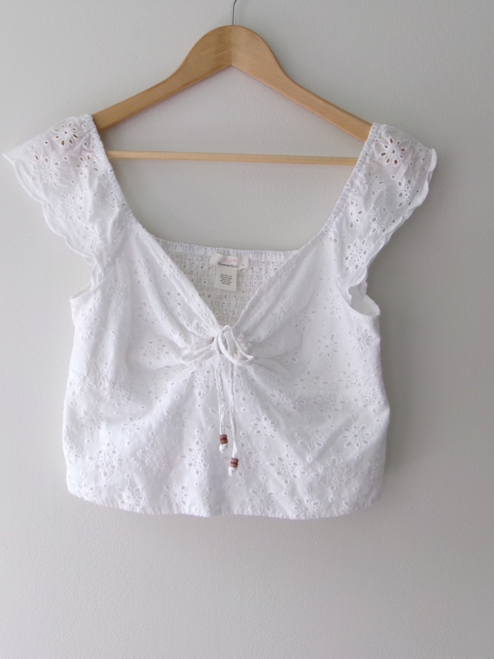 White Eyelet Peasant Top Festival Boho Cottagecore  Large